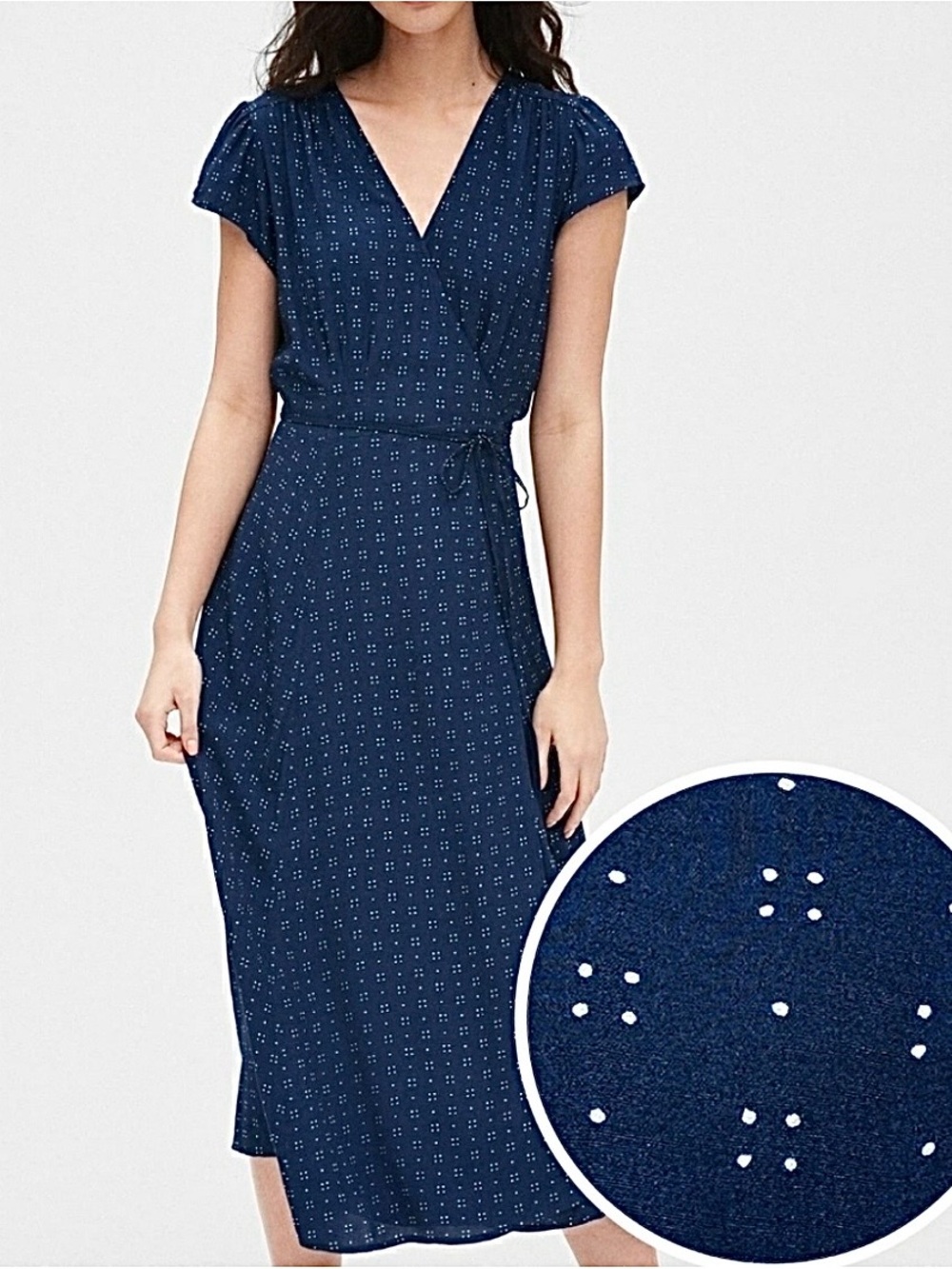 Gap NWT Navy Dot Midi Wrap Dress XL 
Classic Career Travel Coastal Preppy